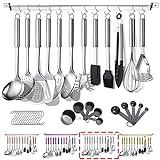 Berglander Juego de utensilios de cocina de 38 piezas de acero inoxidable, utensilios de cocina con...