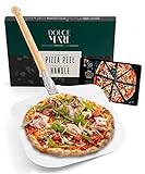 DOLCE MARE Pala para pizza - Pala de aluminio con mango resistente de goma negra para un agarre...